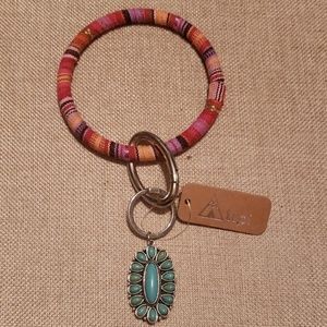 Southwestern Turquoise Concho Style Bangle Keyring